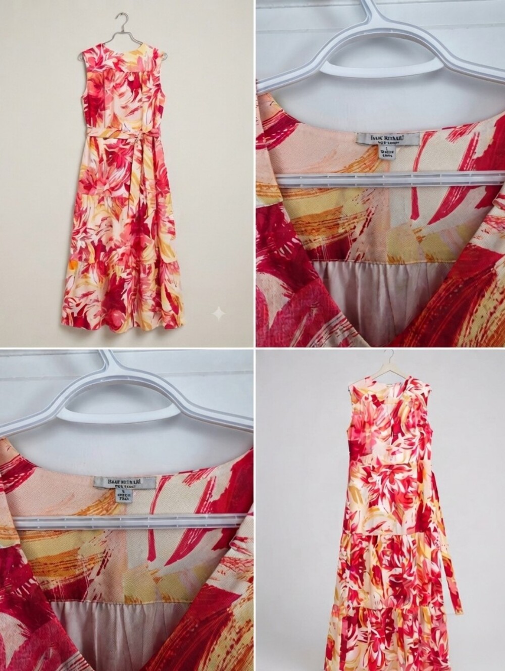 Isaac Mizrahi Pink Coral and Yellow Floral Maxi Dress